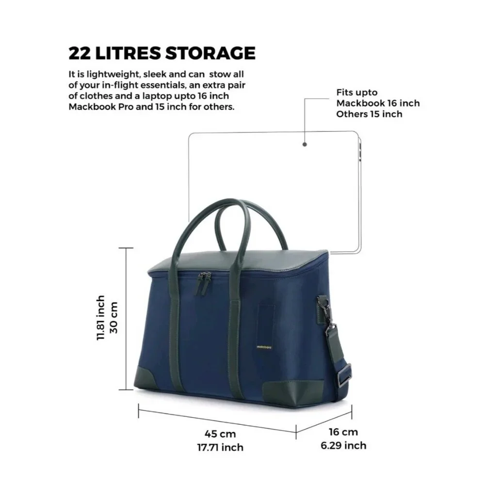 Mokobara The Cabin Duffle Work Bag Leather Water Resistant 15" Laptop Blue New - Picture 9 of 15
